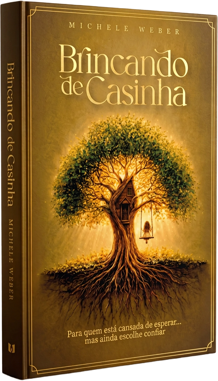 Livro Brincando de Casinha, de Michele Weber, em mockup 3D